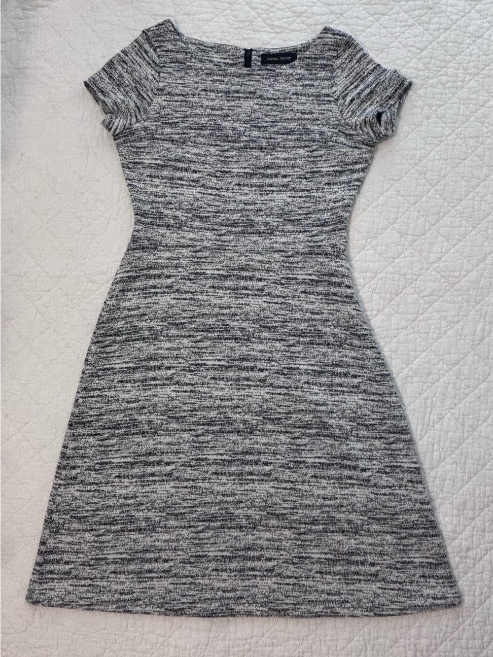 Ivanka Trump Black White Textured Knit Fit & Flare Dress Sz 6